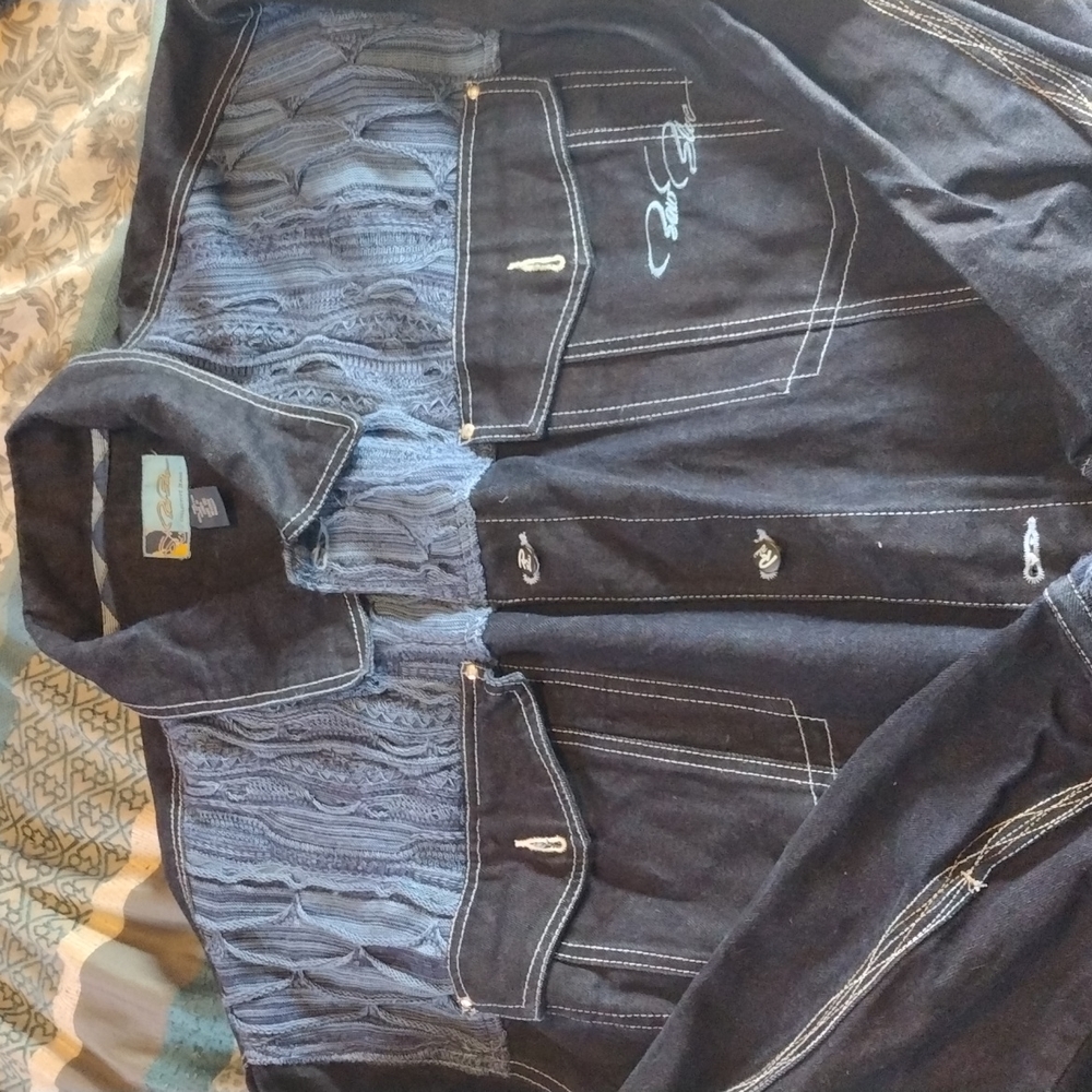 Raw Blue Men's 3X denim embroidered Jacket